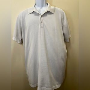 Lululemon Mens Polo White with Gray Stripe